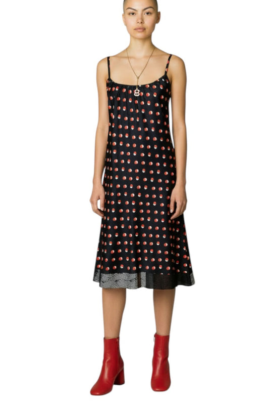 KENDALL + KYLIE Slip Style Dress | Navy/Red/White Polka Dots, Lace, Cotton/Modal