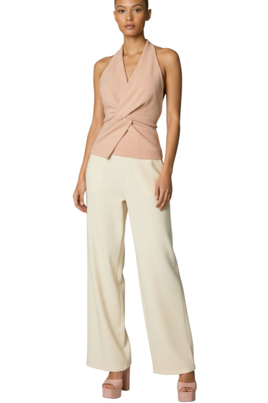 Dion Lee Light Pink Twist Front Top | Halter Neck, Stretch, Open Back, Sz Small