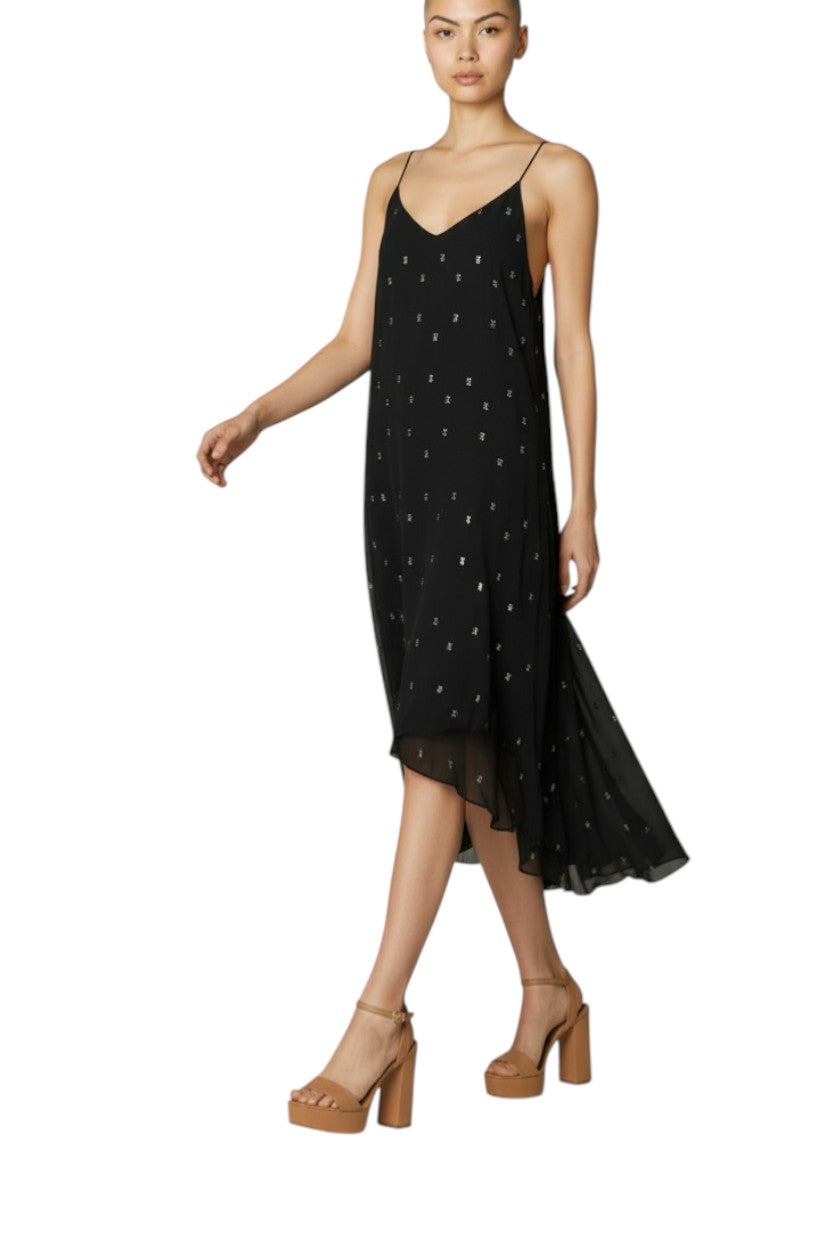 Camilla & Marc Trillium Dress w/ Splits | Ink Navy w/ Gold Embroidery