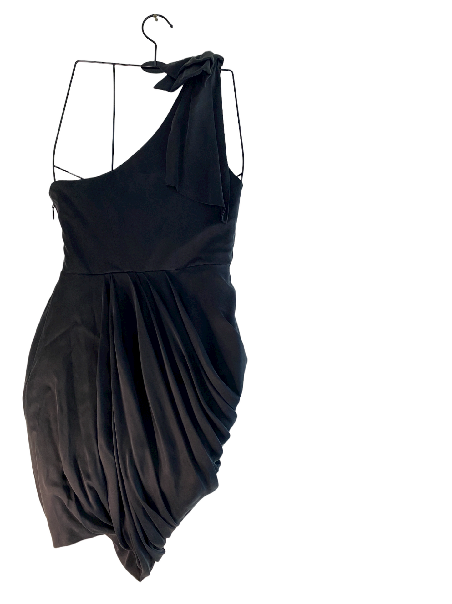 Zimmermann Bow Bodice Dress | Black Mini Cocktail Draped | One Shoulder