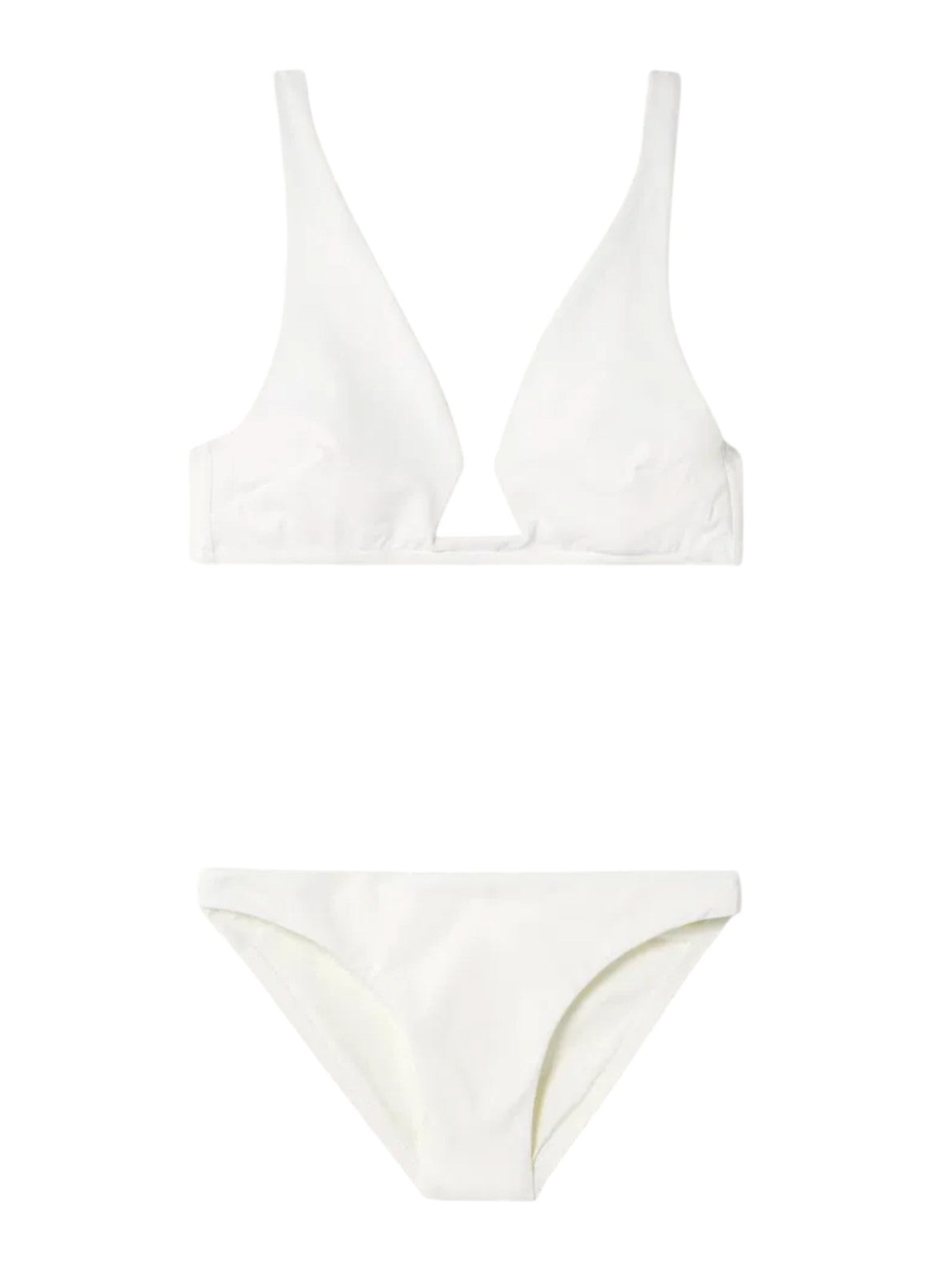 Naked Pear Zimmermann Coco wire front bikini set in ivory white with a plunging V-neckline and low-rise bottoms.