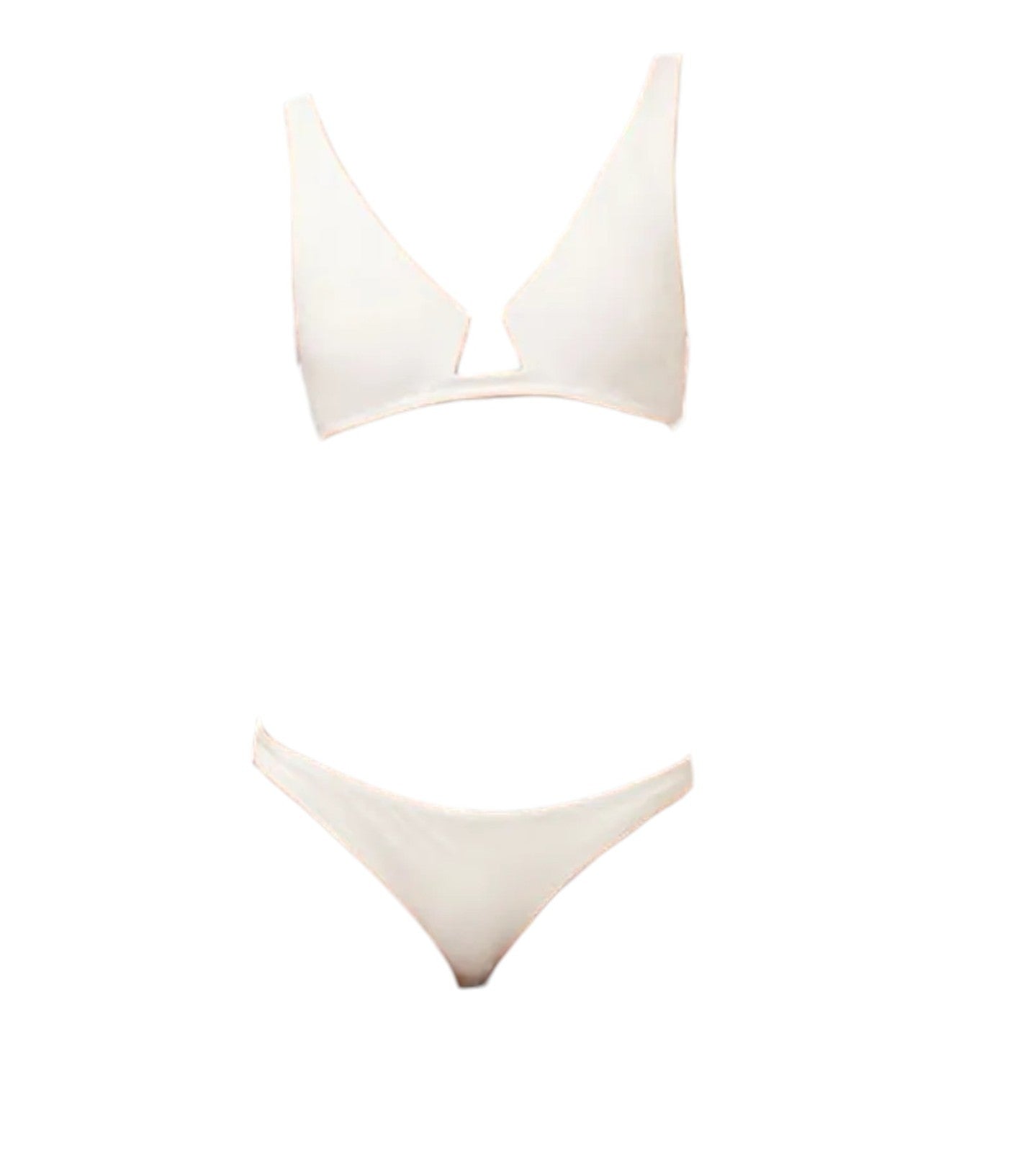 Naked Pear Zimmermann Coco wire front ivory bikini set with plunging V-neckline and low-rise bottoms.