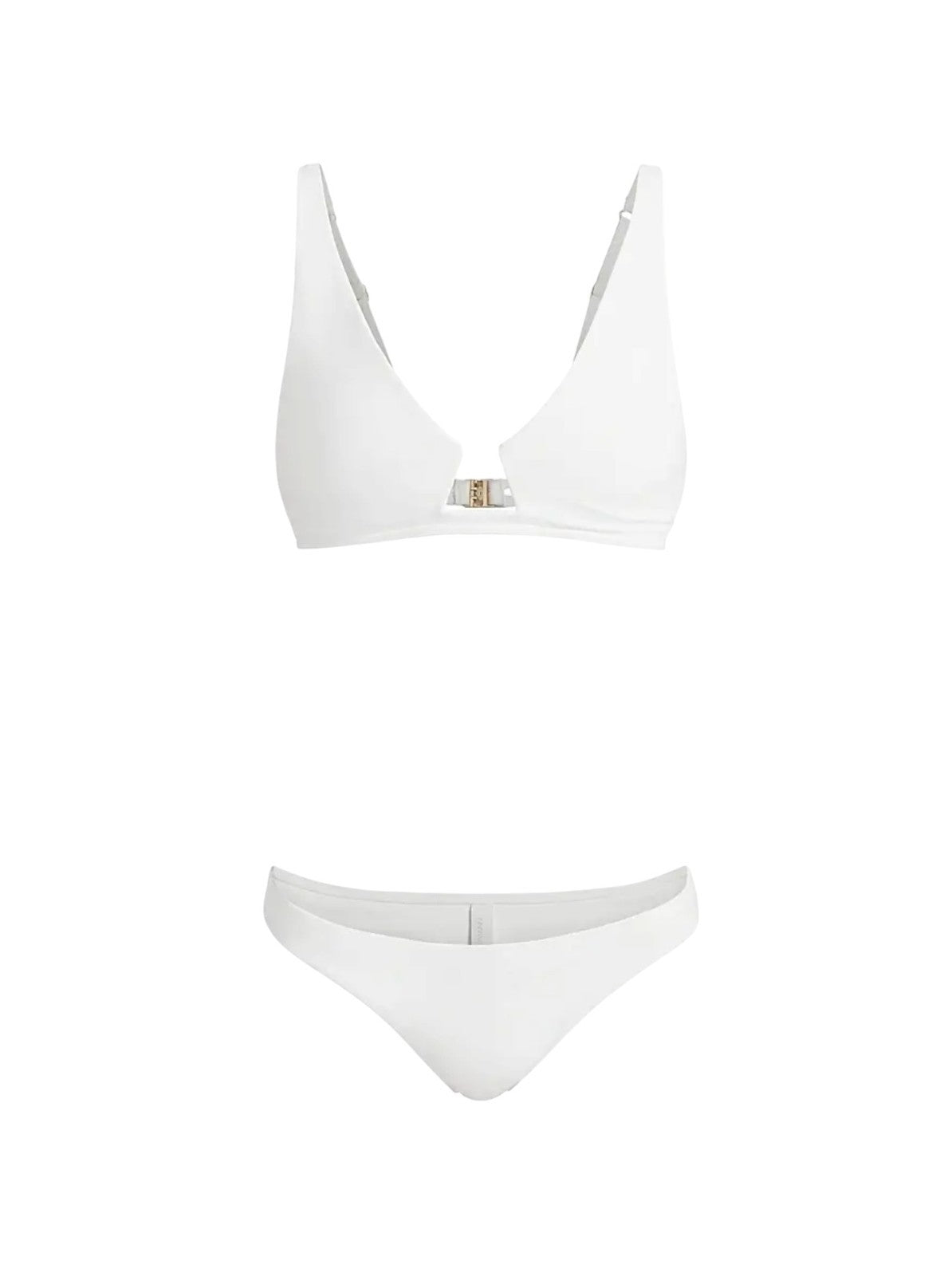 Naked Pear Zimmermann Coco wire front bikini set in ivory white with plunging V-neck and low-rise bottoms