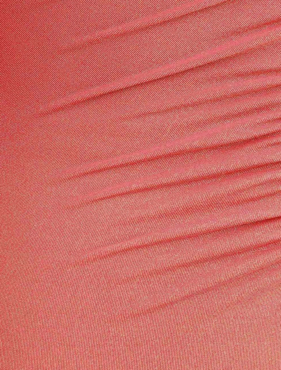 Close-up of the metallic slate rose lycra fabric on a Naked Pear Zimmermann Rhiannon one-piece swimsuit