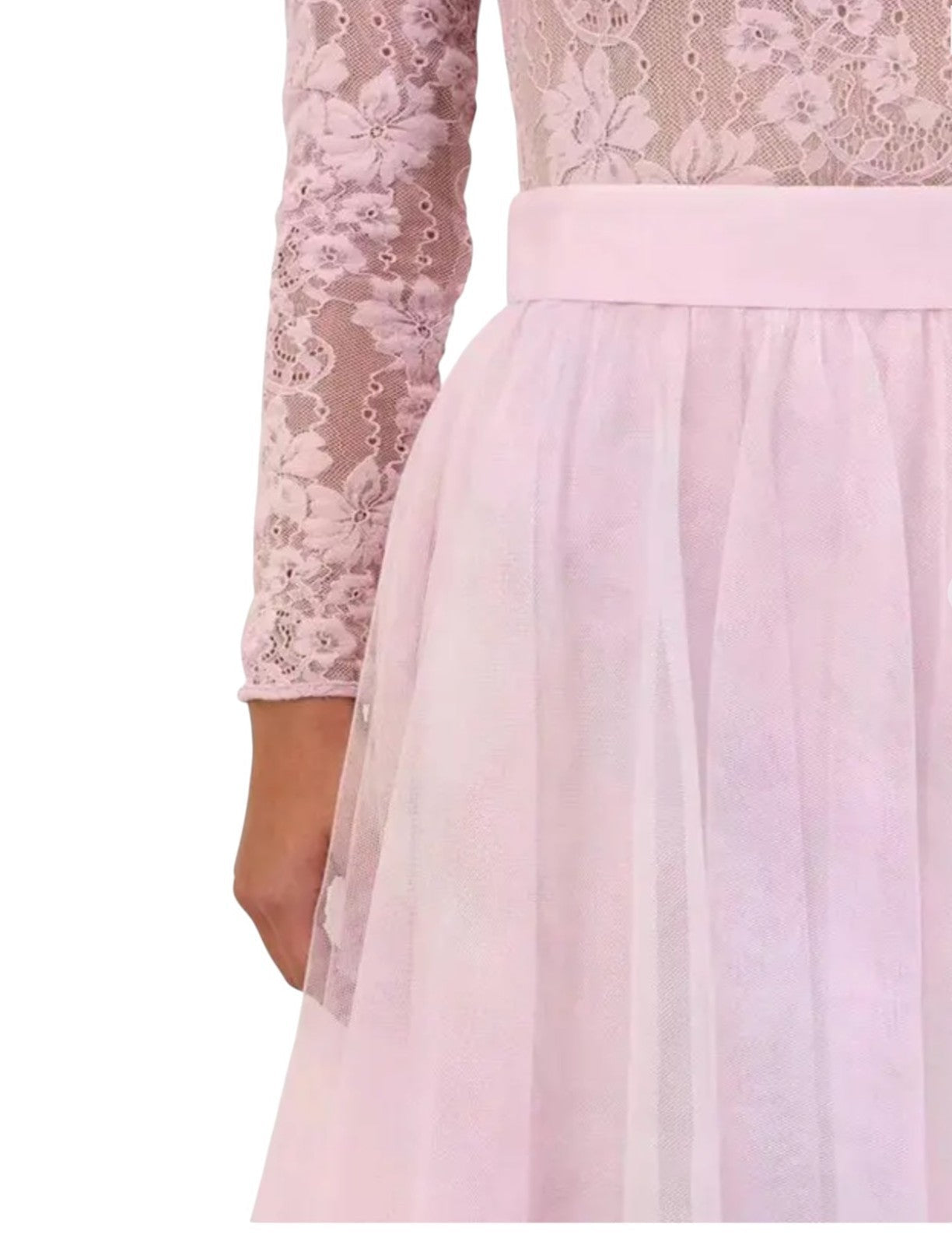 Naked Pear Zimmermann lilac tulle maxi skirt with a high-waisted design and gathered layered fabric.