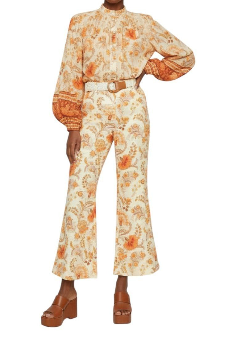 AI generated image of Person wearing a floral outfit with a white background