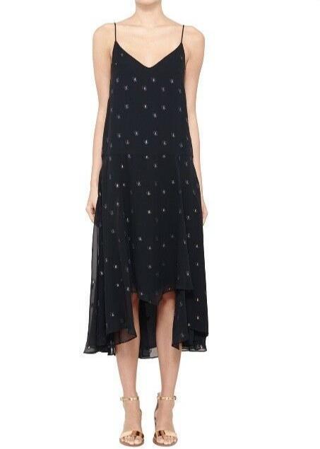 Camilla & Marc Trillium Dress w/ Splits | Ink Navy w/ Gold Embroidery