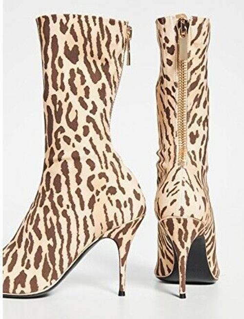 Fashion cheetah print heel boots