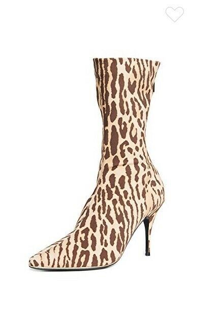 Zimmermann Mid Length Zip Lycra Boots | Heel, Pointed Toe, Leopard $1,400 RRP