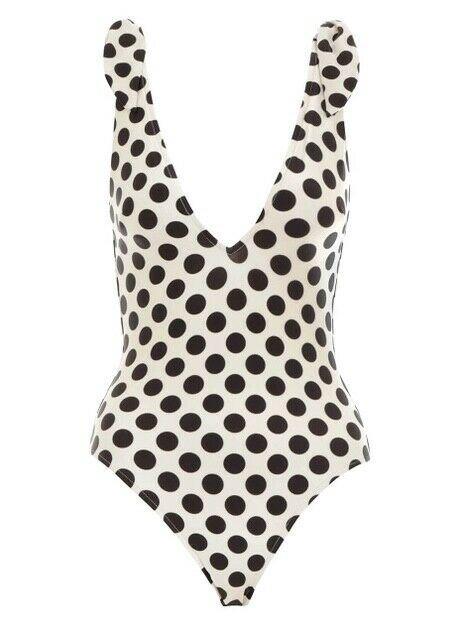 Zimmermann Honour Tie One Piece Plunge Neck, Polka Dots