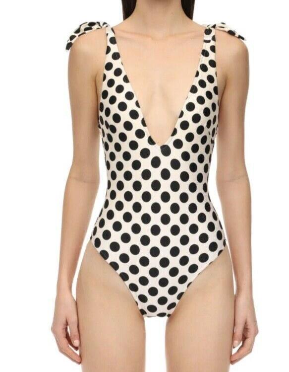 Zimmermann Honour Tie One Piece Plunge Neck, Polka Dots