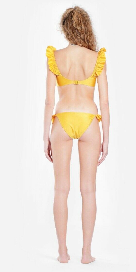 Zimmermann Bonita Frill Shoulder Bikini | Cream Floral / Mango Yellow