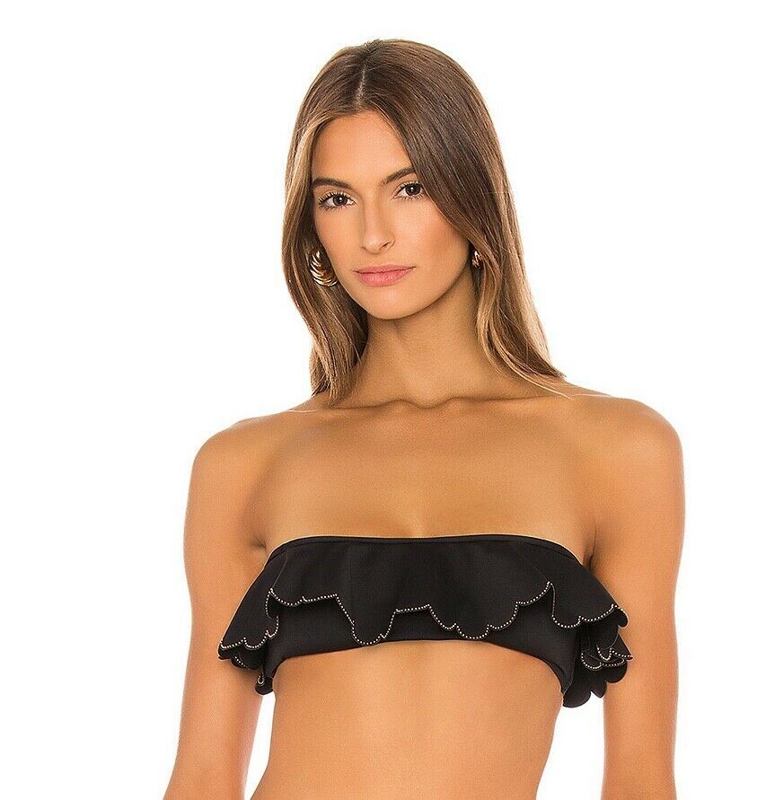 Zimmermann Edie Frill Bandeau Bikini Top | High Rise Frill Bikini Pant, Black