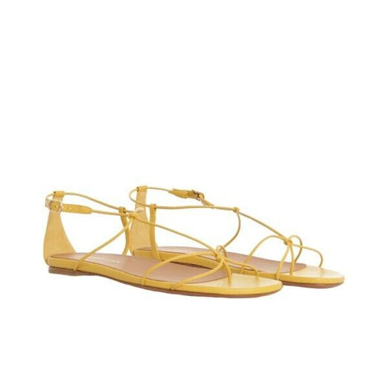 Zimmermann Strappy Flat Sandal | Daffodil Yellow | Leather, thin Straps $650 RRP