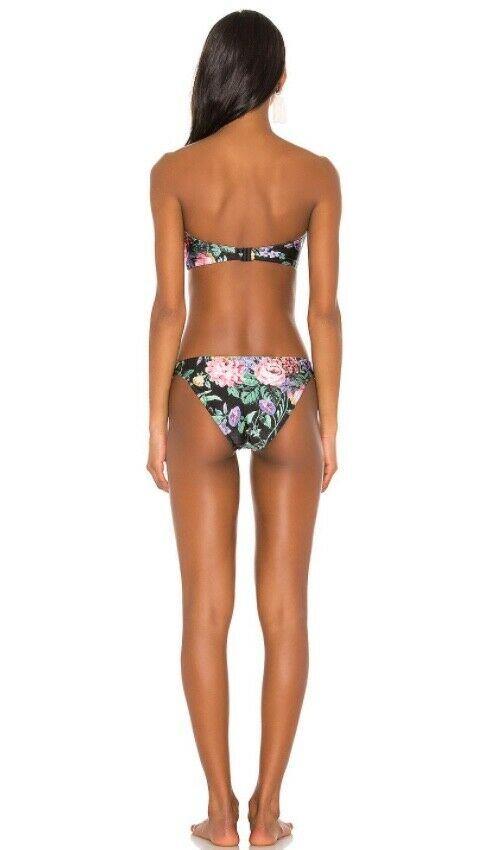 Zimmermann Allia Bandeau Bikini Set | Black Floral Bandeau Hipster $450 RRP