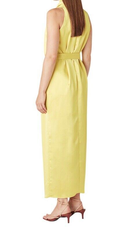 Camilla and Marc Phoebe Drape Dress | Acid Yellow, High Neck, Belted, Formal