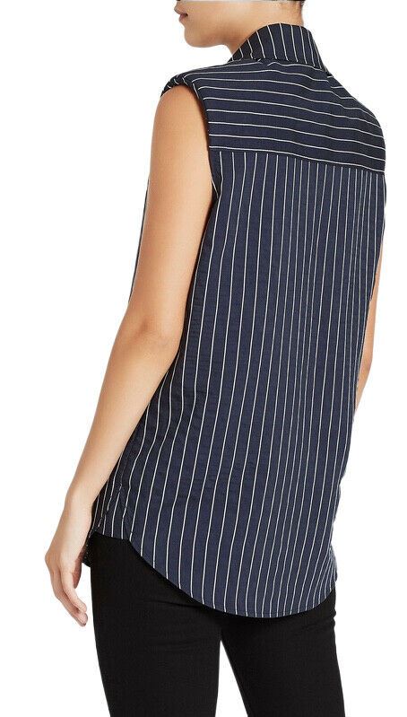 C&M Camilla and Marc Pollino Stripe Sleeveless Shirt | Navy/White Stripe Elastan