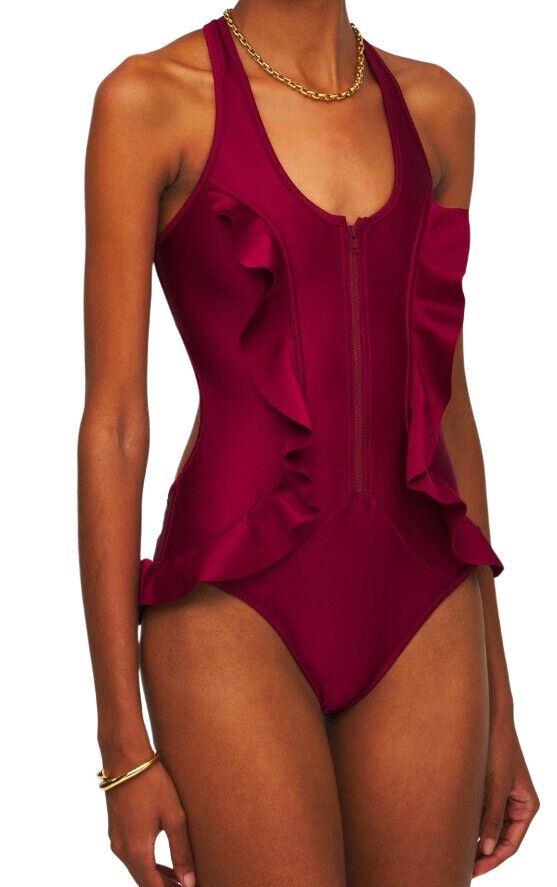 Zimmermann Shelly Zip One Piece  | Zipper, Frills / Ruffles, Open Racer Back