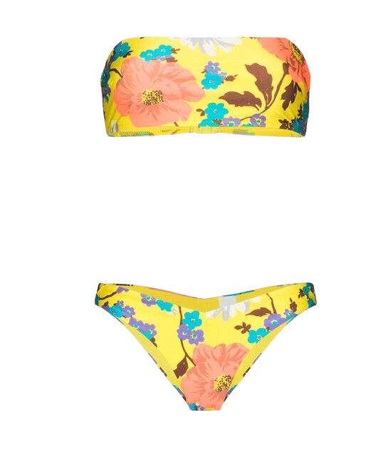 Zimmermann Estelle Bandeau Bikini BOTTOMS| Yellow Floral, Low Rise Bottoms, Swim