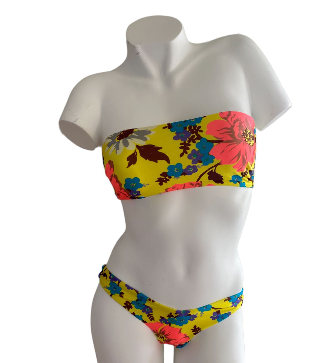 Zimmermann Estelle Bandeau Bikini BOTTOMS| Yellow Floral, Low Rise Bottoms, Swim