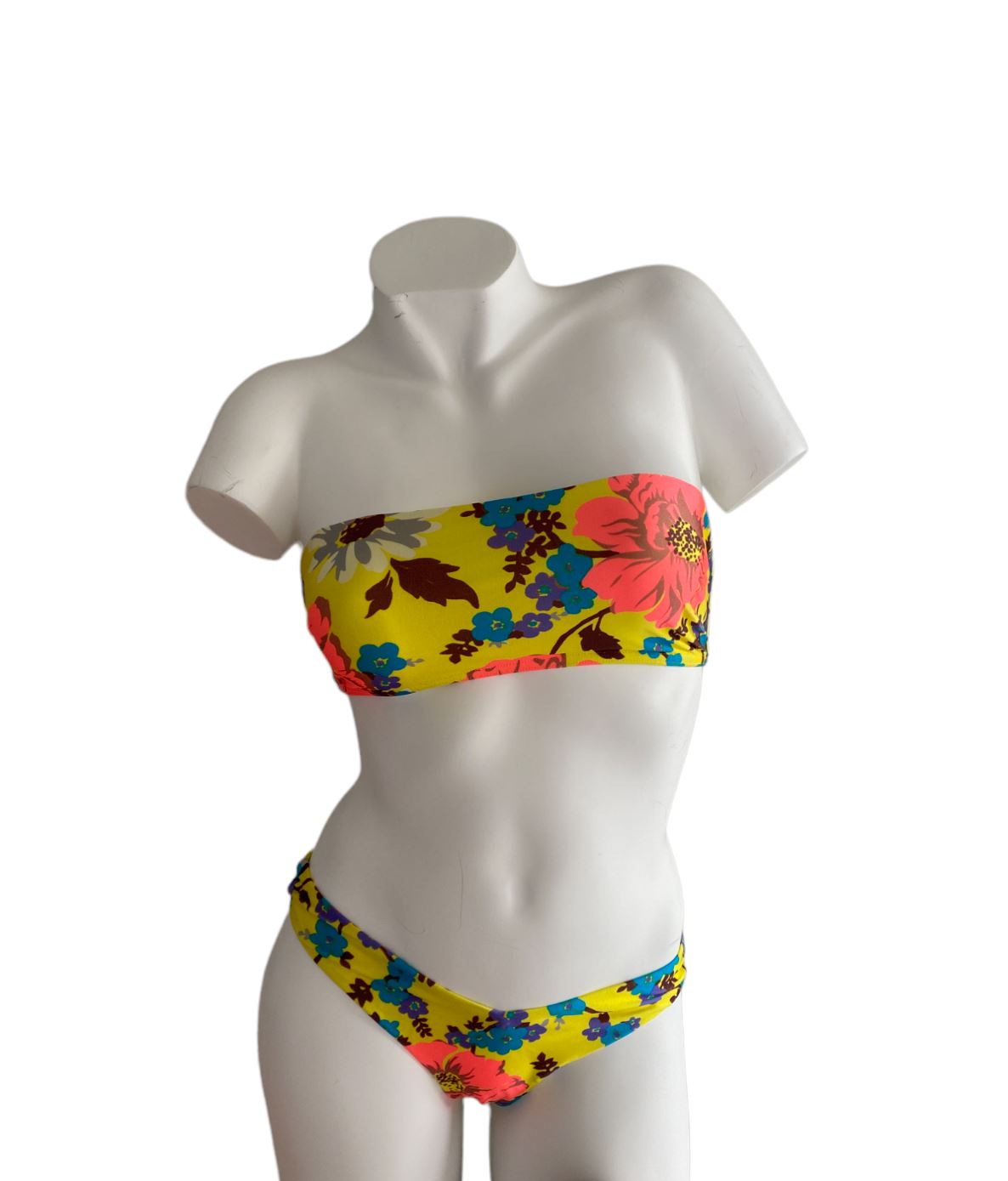 Zimmermann Estelle Bandeau Bikini BOTTOMS| Yellow Floral, Low Rise Bottoms, Swim