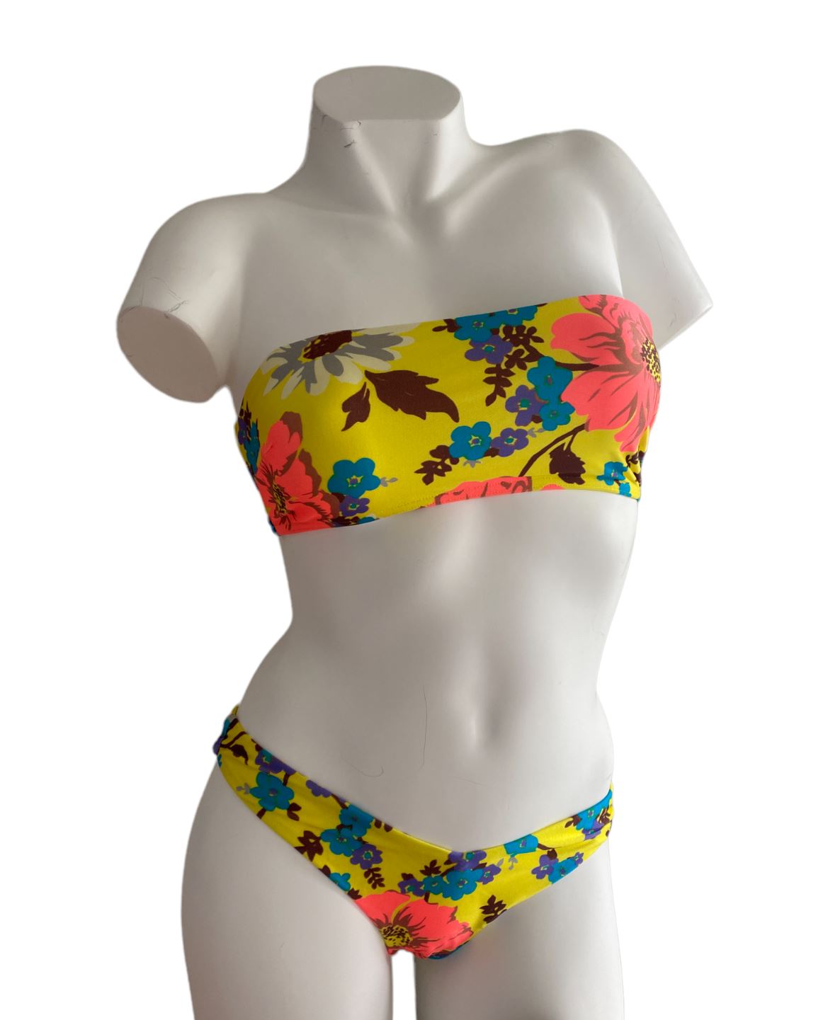 Zimmermann Estelle Bandeau Bikini BOTTOMS| Yellow Floral, Low Rise Bottoms, Swim