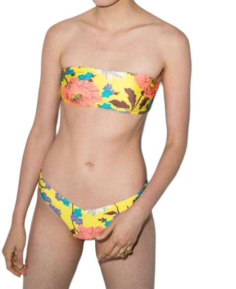 Zimmermann Estelle Bandeau Bikini BOTTOMS| Yellow Floral, Low Rise Bottoms, Swim