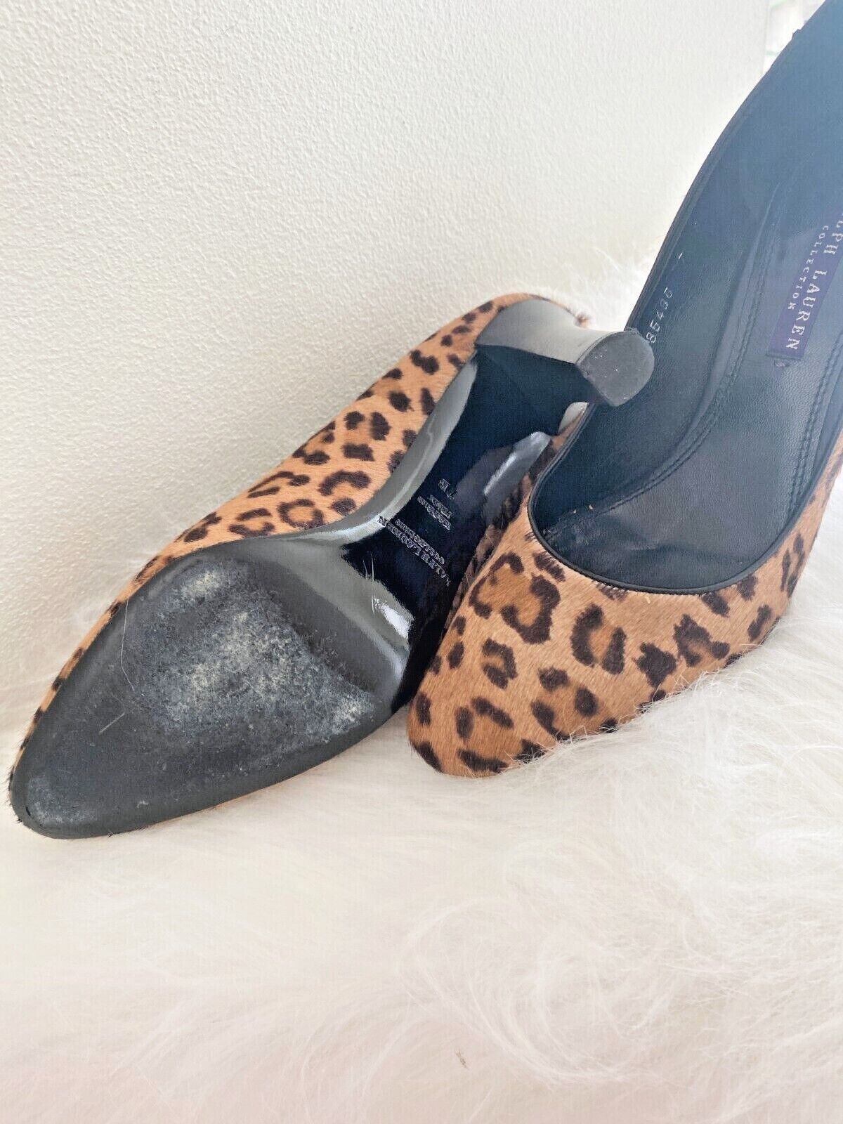 Ralph Lauren Collection Leopard Print Heels | Pumps Leather, Size US 7, Leather