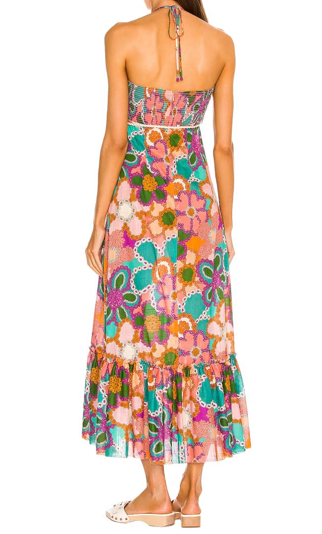 Zimmermann Lola Frill Picnic Dress | Purple Floral, Belt, Cotton, Maxi, Halter