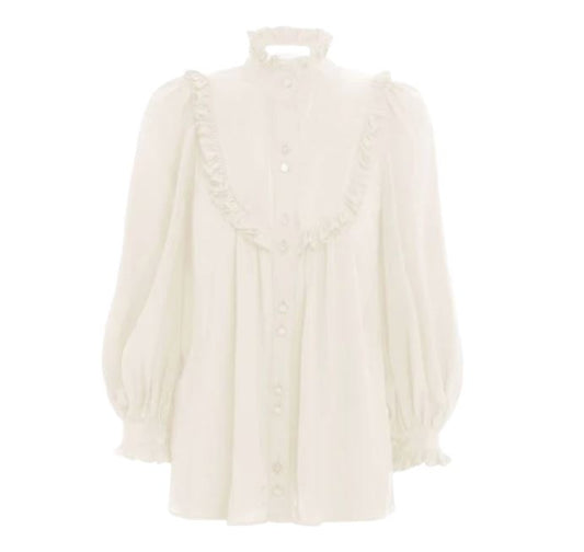 Zimmermann Billow Blouse | Silk / Viscose Blend, Frills, Dolman, Cream/Off White