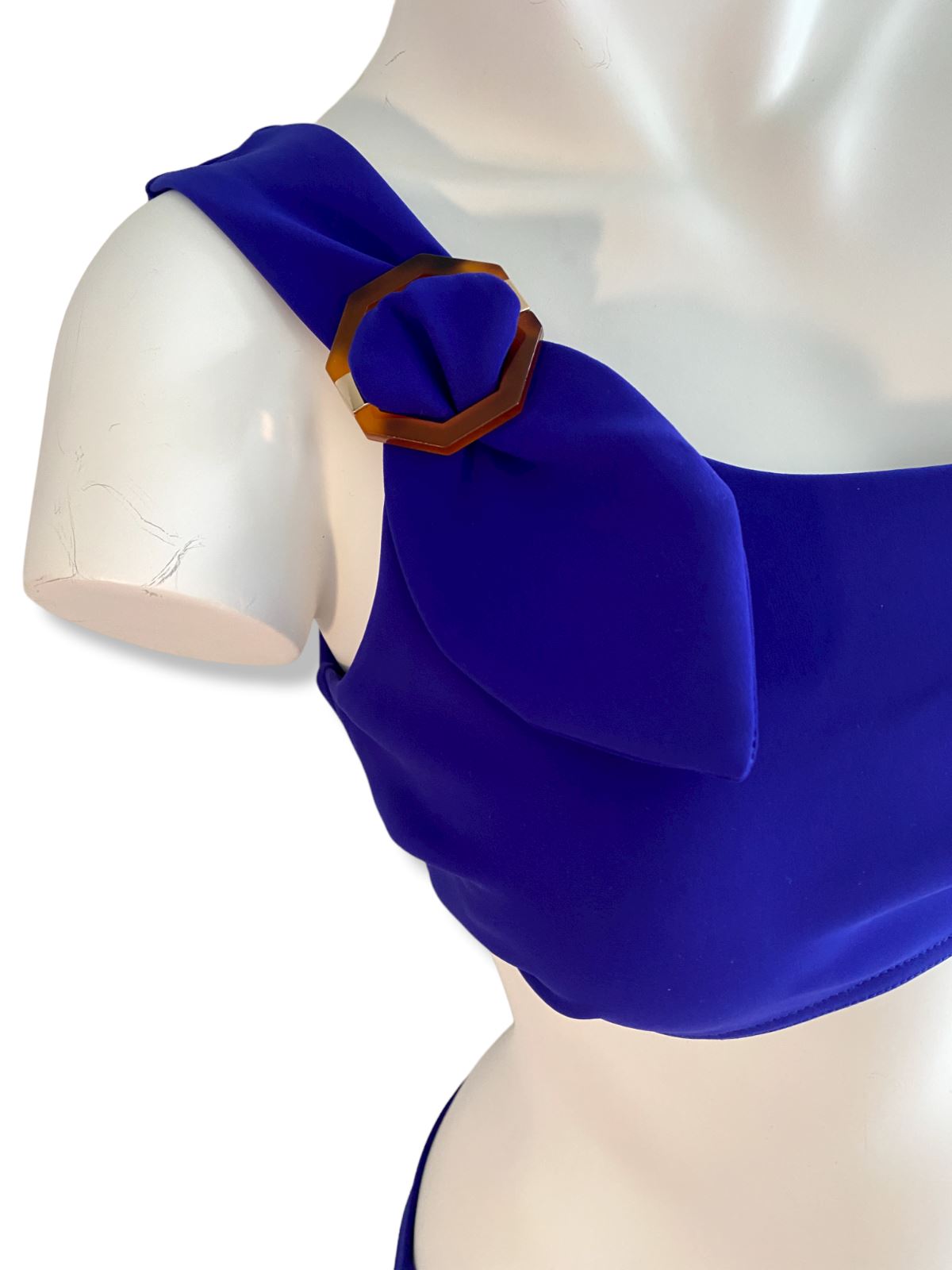 Zimmermann Nina Buckle  Bikini | One Shoulder, Royal Blue, Tortoiseshell Clasp