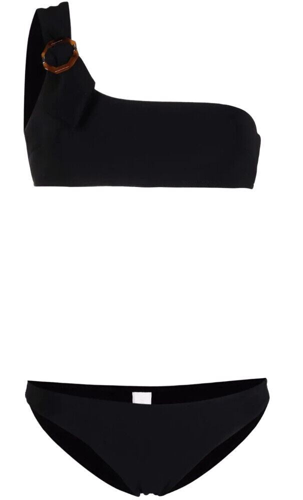 Zimmermann Teddy Buckle  Bikini | One Shoulder, Black, Tortoiseshell Clasp