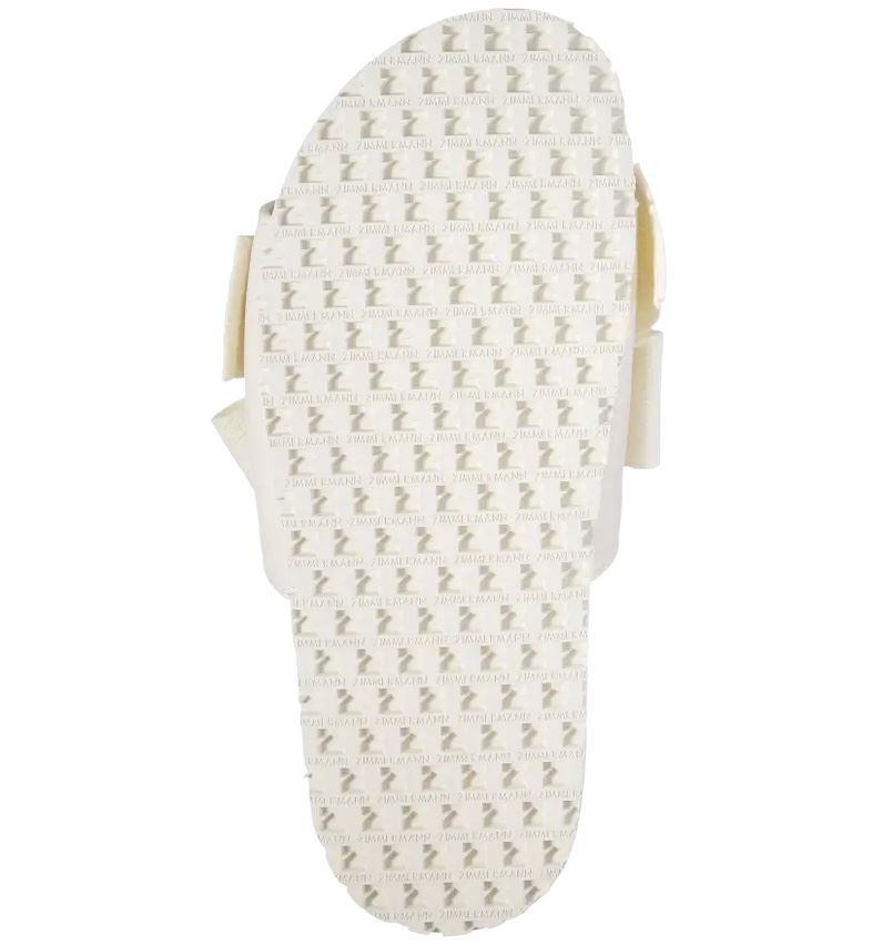 Zimmermann Bow Slides | Sandals, Ivory/White | Leather/Fabric, Gold Grommets