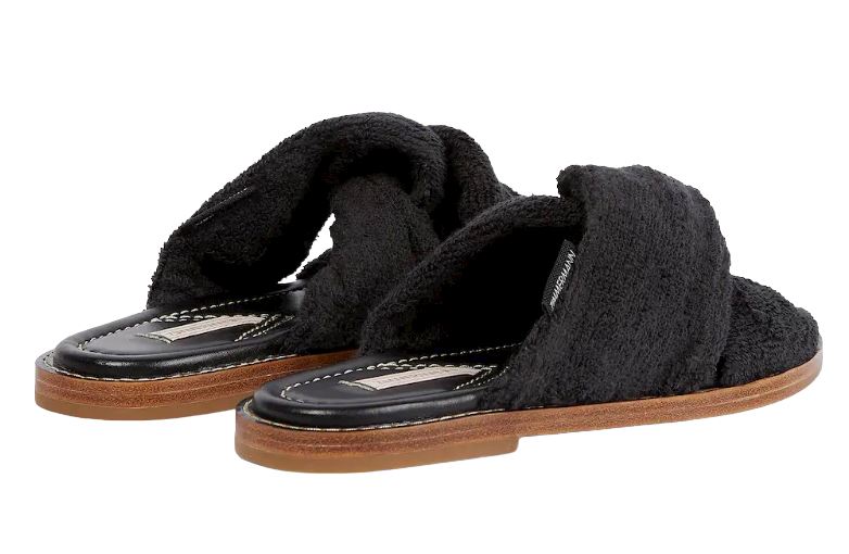 Zimmermann Knotted Terry Slide | Black | Towelling, Beach Sandal, Leather Sole