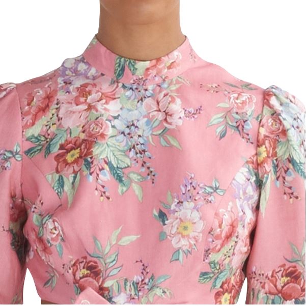 Zimmermann Bellitude Bow Front Dress |  Pink Floral, Dolman Sleeves, Cut Out