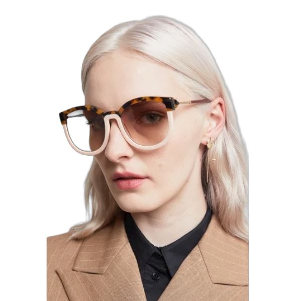 Karen Walker Super Hybrid Sunglasses | Putty Tort, Oversize, Biodegradable, Eco