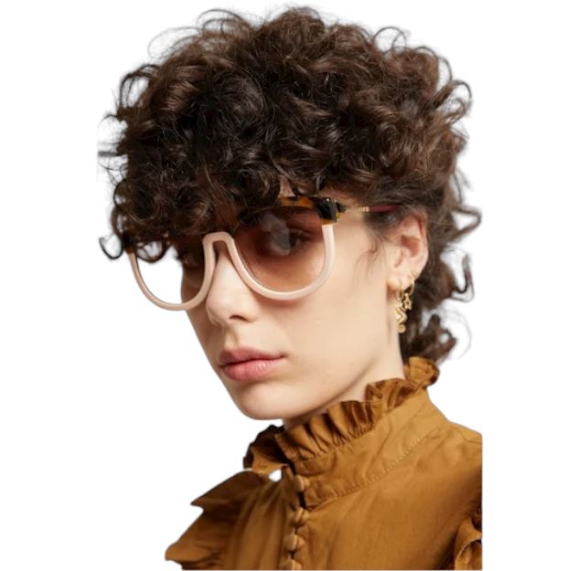 Karen Walker Super Hybrid Sunglasses | Putty Tort, Oversize, Biodegradable, Eco