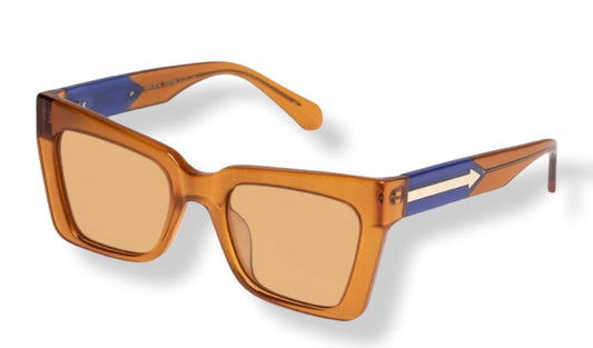Karen Walker Immortal Sunglasses | Saffron Jellybean, Bio-Acetate, Blue Accent