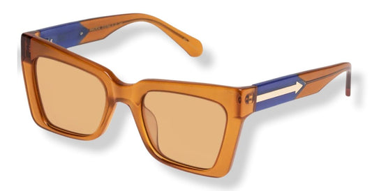 Karen Walker Immortal Sunglasses | Saffron Jellybean, Bio-Acetate, Blue Accent