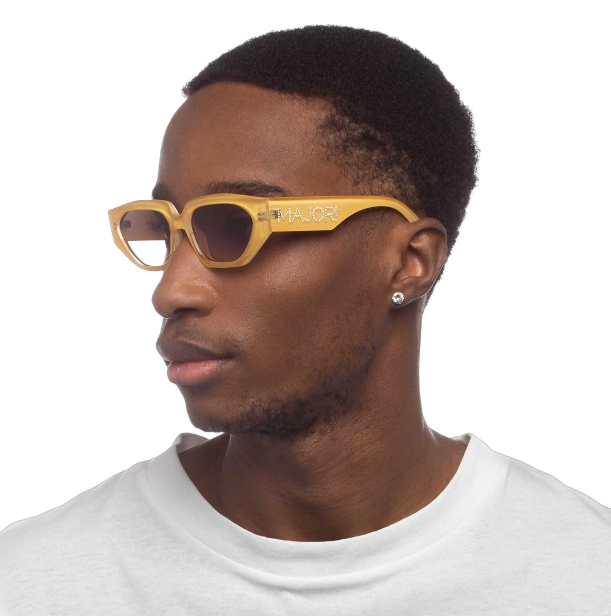 Le Specs MAJOR! Sunglasses | Ltd Edition, 90's Vintage Inspired, Yellow, Crystal