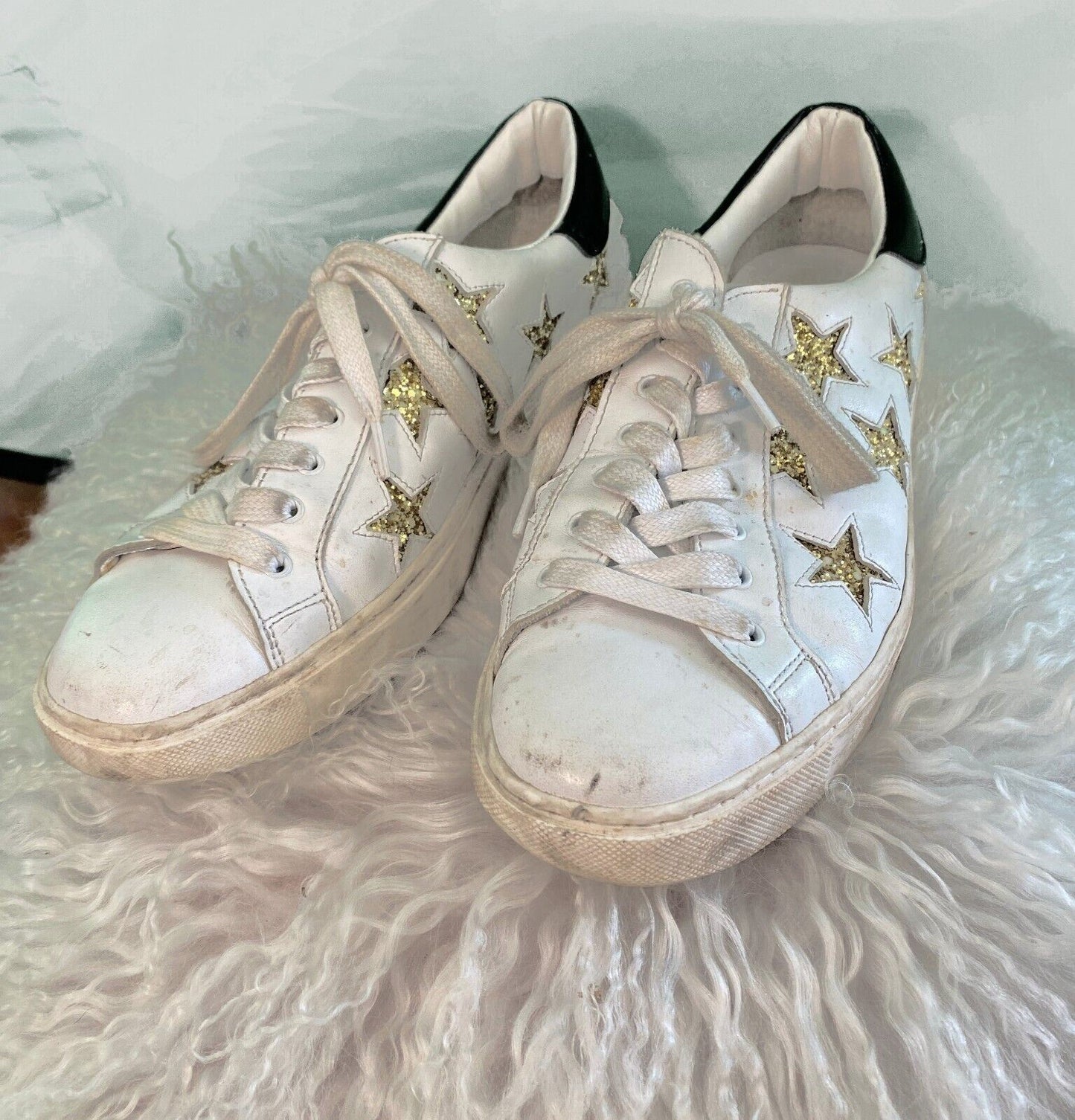 D.O.F Department of Finery Stella Sneaker | White Leather Gold Glitter size 40