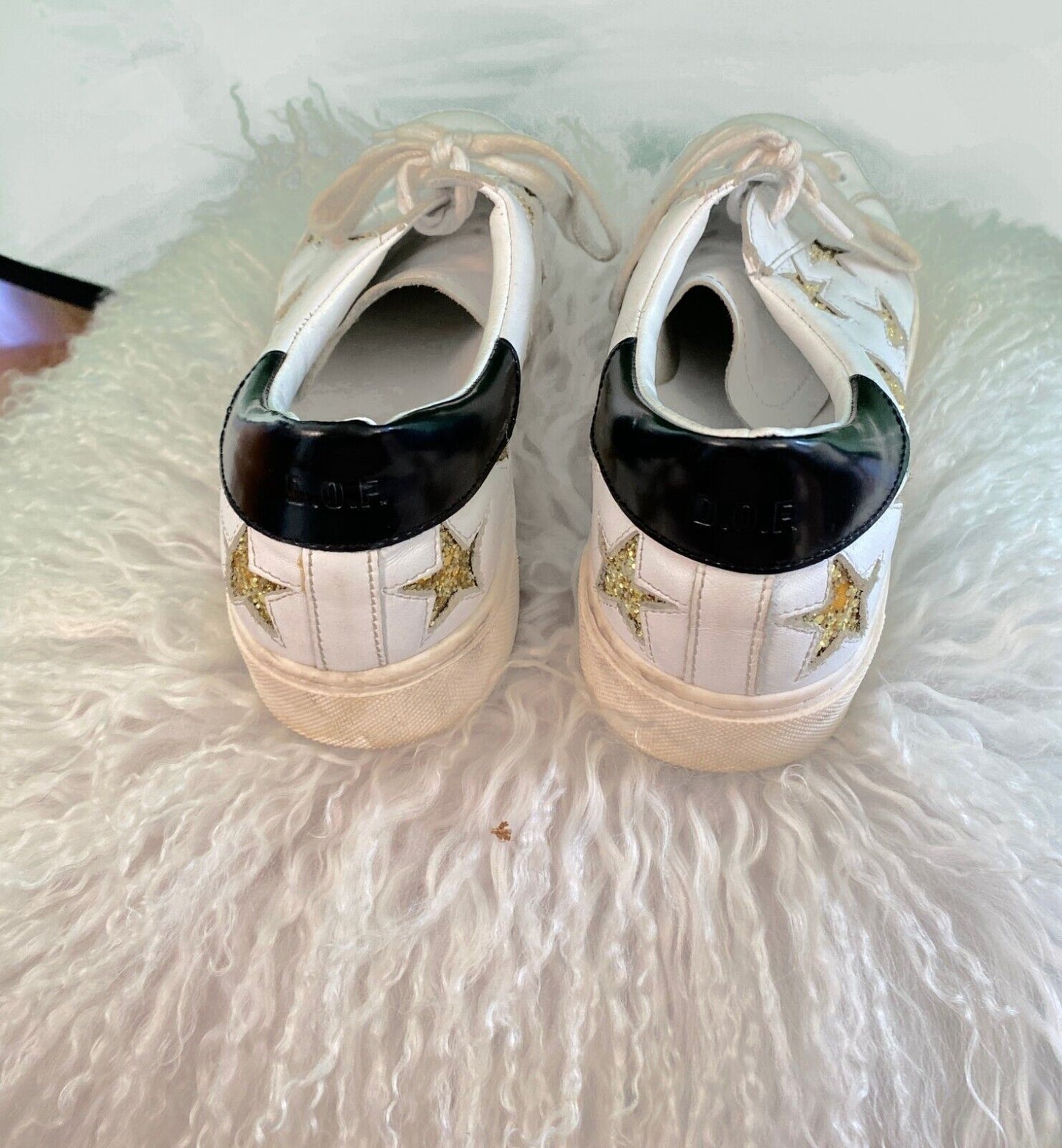 D.O.F Department of Finery Stella Sneaker | White Leather Gold Glitter size 40