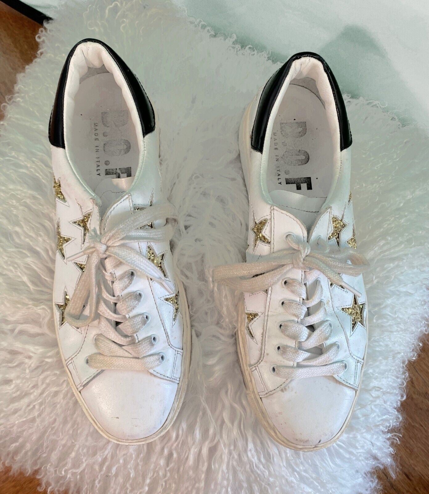 D.O.F Department of Finery Stella Sneaker | White Leather Gold Glitter size 40