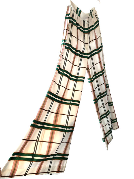 Zimmermann Dancer Wide Leg Pant | Natural Check, White/Black/Green, High Waist