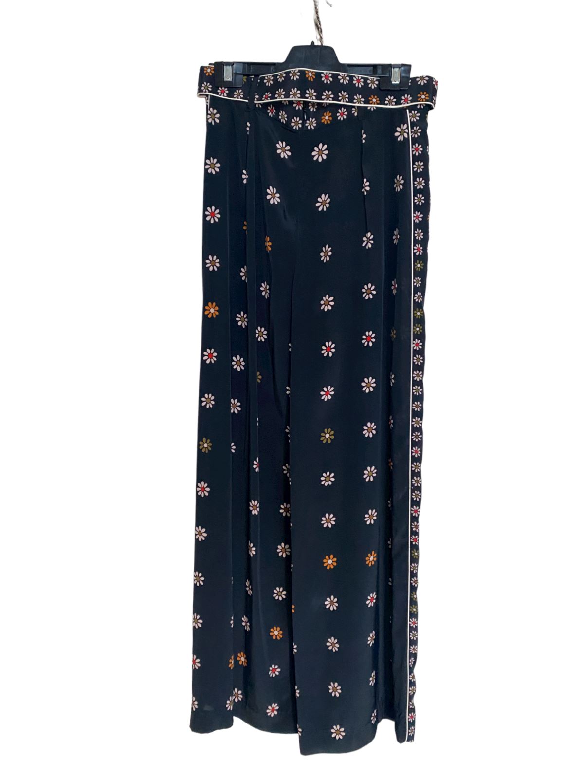 Zimmermann Wide Leg Pants | Black Daisy Print, High Waist, Wide Leg, Ratan Belt