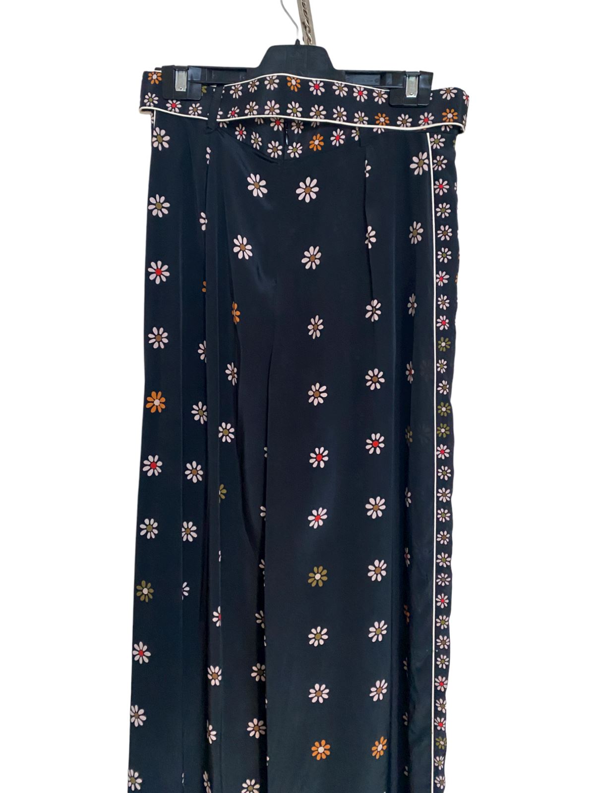 Zimmermann Wide Leg Pants | Black Daisy Print, High Waist, Wide Leg, Ratan Belt