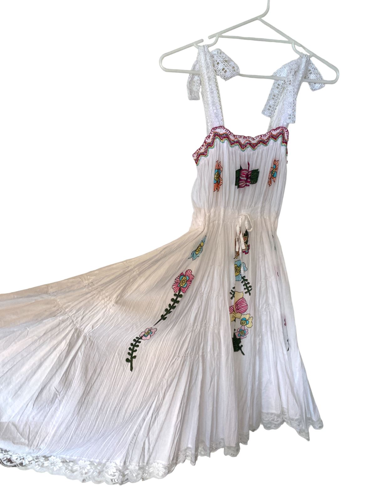 Nolita Pocket White Embroidered Dress | Sz 14 girls OR 6-10 Woman, Italian Made