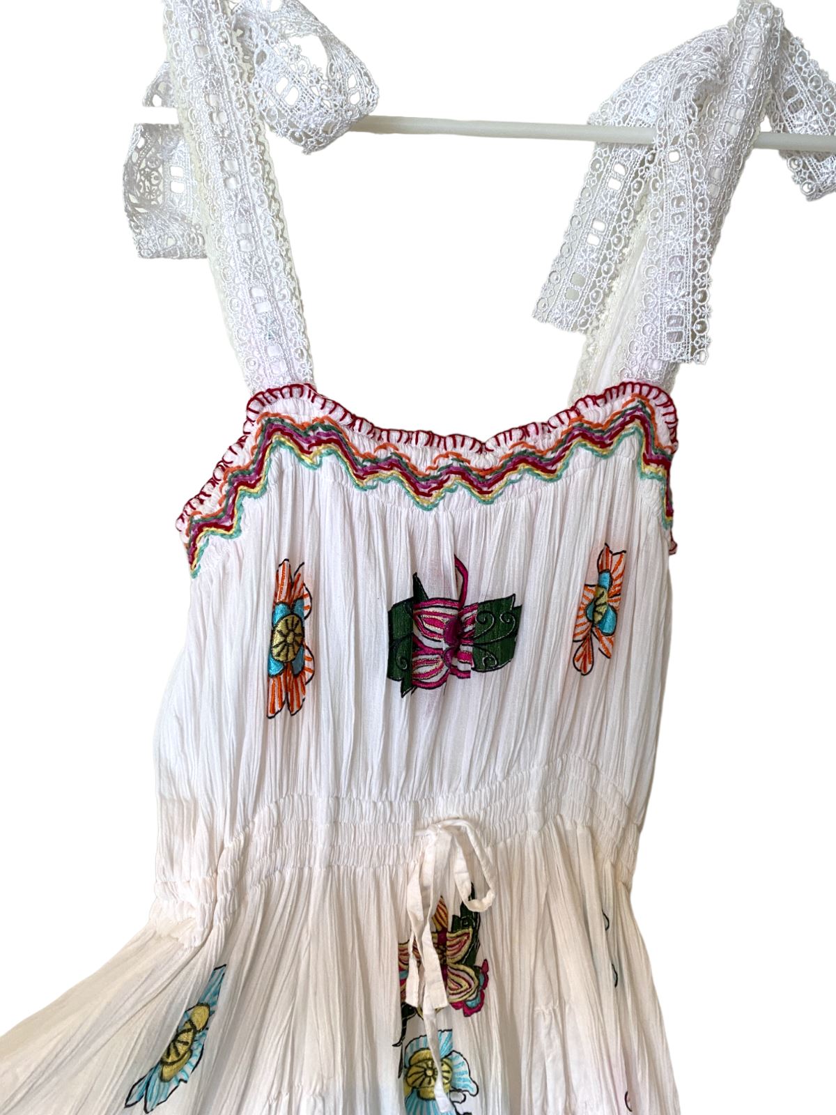 Nolita Pocket White Embroidered Dress | Sz 14 girls OR 6-10 Woman, Italian Made