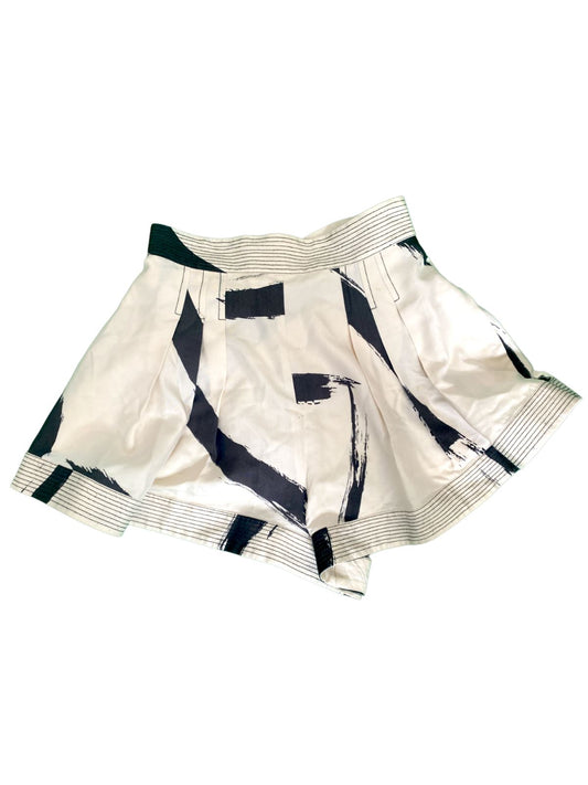 Zimmermann Silk Shorts | High Waist, Off-White/Cream & Black, Top Stitch, Size 1