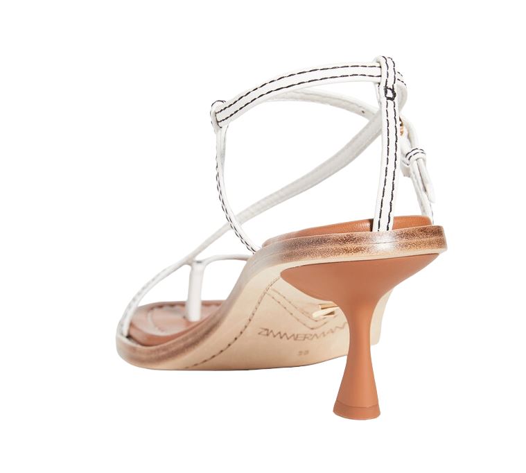 Zimmermann Skinny Strap Tie Sandal | Leather Shoes, Off White, Kitten Heels